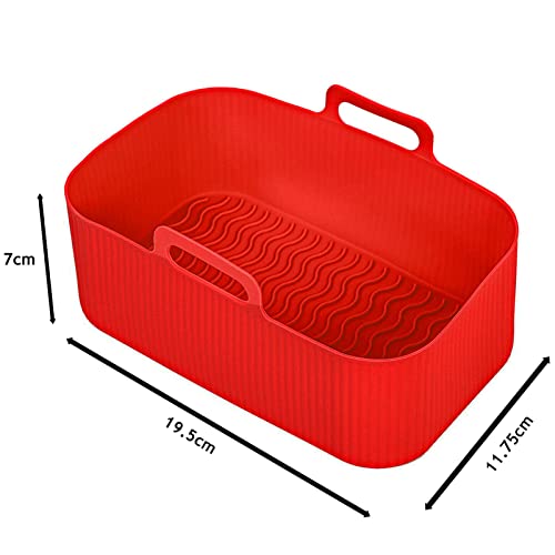 SPARES2GO Basket Compatible with EMtronics EMDAF9LD 9L Dual Air Fryer Drawer Liner Silicone (Pack of 1, Red)