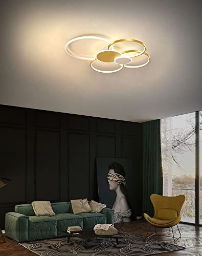 Plafonnier LED moderne 93W dimmable avec télécommande pour grand salon - 6