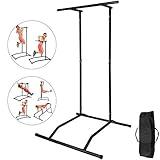 Happybuy Portable Pull Up Bar Dip Station for Fitness Exercise with Storage Bag BLACK