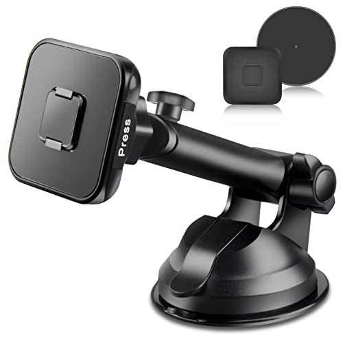 GUWINA Magnetic Phone Mount for Car,Universal Dashboard Windshield Suction Cup Car Phone Holder,Strong Maget Rotatable Retrac