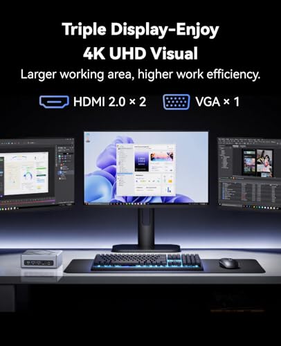 NiPoGi CK10 Mini PC 32GB DDR4 RAM, Ιntel i5-12600H(bis zu 4,50 GHz, 12C/ 16T), 1024GB M.2 NVMe PCIe3.0 SSD Mini Desktop Computer WiFi 6, 4K UHD Triple Display/2x HDMI 2.0/VGA für Büro/Geschäft/Schule