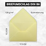 100 x koperty B6-17,5 x 12,5 cm – pastelowy żółty – klejenie na mokro ze spiczastą klapką – 120 g/m² – na wesele, kartki z życzeniami, zaproszenia