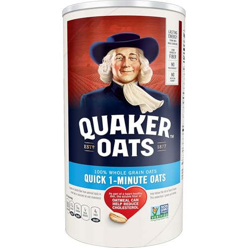 Whole Grain Oats, Quick Cook 1-Minute Oats, 18 oz Canister (Pack ...