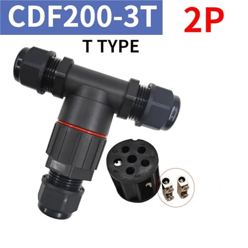 Conector en forma de T con tornillo rápido y terminales de empuje de 2PIN 2