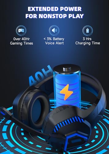 Image of Gvyugke Captain 100 Gaming Headsets Wireless for PS5, PS4, Mac, Switch, PC, Computer - 2.4GHz Wireless & Bluetooth 5.2 Gamer Gaming Headphones Wireless, ENC Noise-Canceling Mic, 50MM Drivers, Blue