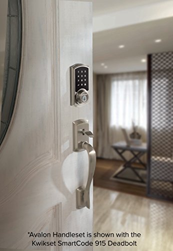 Image of Kwikset Avalon Front Door Handle No Lock, Entry Handleset Exterior with Interior Reversible Handed Lever, Non-Locking, Satin Nickel, Deadbolt Not Included, with Microban Protection