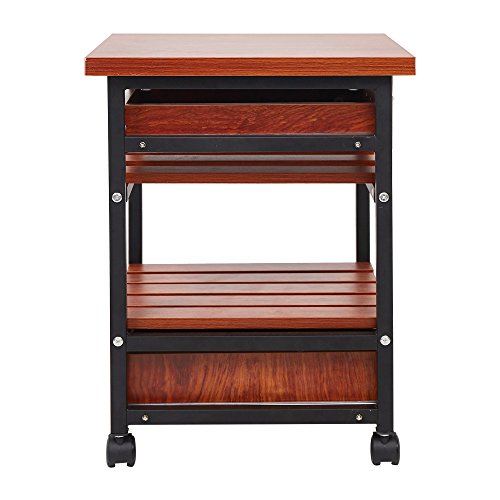 Lucky Tree End Tables Night Stand With Drawers Rolling Wheel Storage Shelf Multipurpose Side Table For Living Room Bedroom Office, Walnut #TOP3