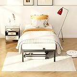 【Design fonctionnel des pieds de lit】Le cadre de lit en métal KUTAS est doté de pieds rectangulaires avec trous pré-percés compatibles avec la plupart des têtes de lit. Patins antidérapants en caoutchouc pour une stabilité renforcée.