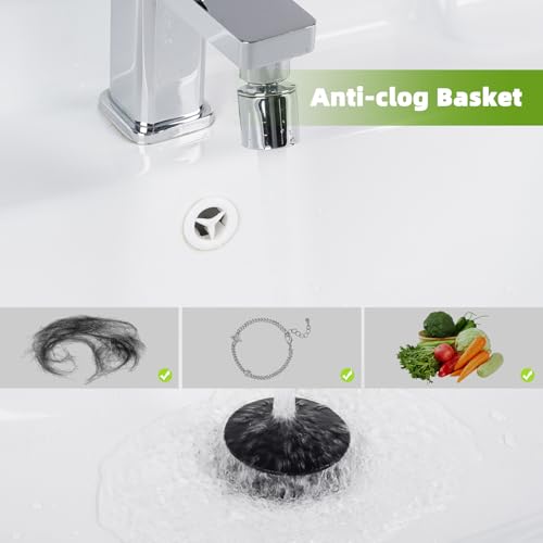 Image of Universal Bathroom Sink Drain Stopper Strainer, 2PCS, Matte Black | 2 in 1 Pop Up Sink Stopper for 1.1''~2.36'' Sink Basin Hole, Hair Catcher with Removable Stainless Steel Filter Basket