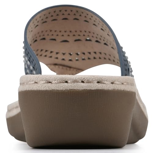 Image of CLIFFS BY WHITE MOUNTAIN Women's Comate Rhinestoned Mini Wedge Flip Flop Sandal