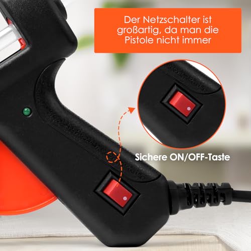 Foto von Feuerfest Heißklebepistole mit 30 Heißklebesticks 7mm Klebesticks, Klebepistole Heissklebepistole für DIY Kleine Handwerk schnelle Reparaturen in Haus & Büro - MAXDONE 20W Klebepistolen Schwarz