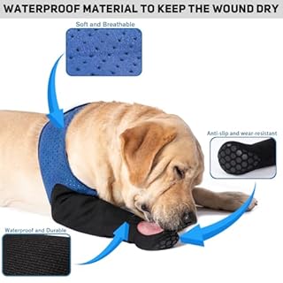 COODEO Dog Socks to Prevent Licking Paws, Healing Boots & Paw Protectors with Non-Slip Bottoms for Wound Protection, Waterproof Sleeve Shoes for Licking（Blue，L_Left