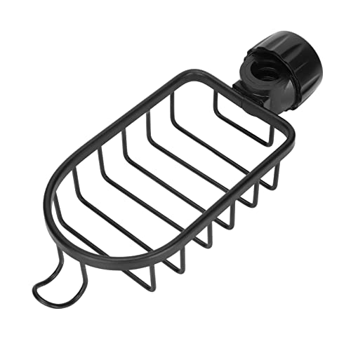 MINGZHE 7.0x4.3x1.7in Hanging Faucet Storage Rack Adjustable Sink Dishcloth Sponge Drainer Rack for Kitchen Bathroom(black)
