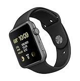 Apple Watch Sport 42 mm - Smartwatch iOS de aluminio en gris espacial (pantalla 1.65", 8 GB, 520 MHz, 512 MB RAM), correa deportiva negra, PRIMERA GENERACIÓN