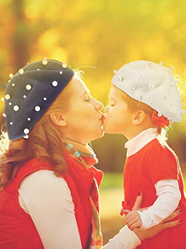 3 Pieces Beret Hat French Style Beanie Cap Solid Color Winter Hat For Women And Girls Casual Use (Black, White, Navy Blue) #TOP3