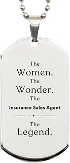 Insurance Sales Agent Gift. Coworker Silver Dog Tag Jewelry. The Insurance Sales Agent, The Legend. Gift for Friends, Girlfriend, Mother