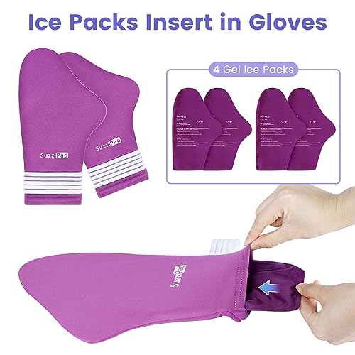 Image of SuzziPad Replacement Ice Gel Packs for Cold Therapy Gloves and Socks(10-Piece Set), L, Purple (Pack of 3)