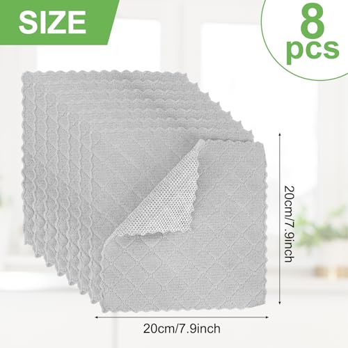 SAYAPE Double-Sided Cleaning Rags - Multipurpose Non Scratch Wire Dishcloth & Microfiber Cleaning Cloths - Reusable Dish Cloth for Kitchen, Car, and Housekeeping - 8-Pack - Gray — view 6
