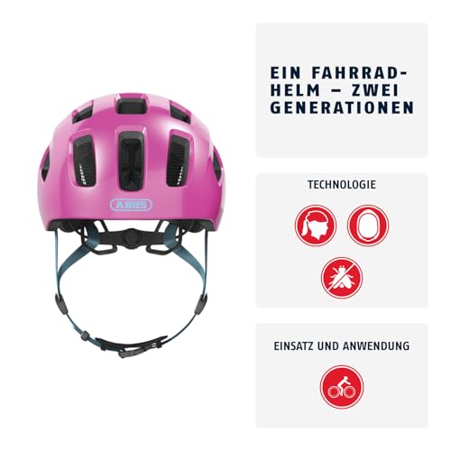 ABUS Da Ragazzi, Unisex, Fahrradhelm, Pink (Sparkling Pink), M (52-57 cm) – Ansicht 2