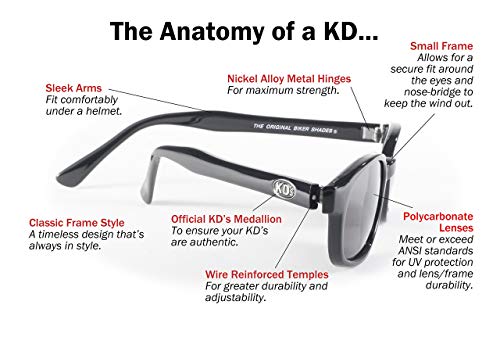 Pacific Coast Original KD's Biker Sunglasses (Black Frame/Silver Mirror Lens)3