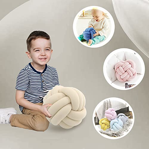 Aoruisen Ivory Soft Knot Ball Pillows, Knotted Plush Throw Pillow Cushion Round Throw Knot Pillow Handmade Round Plush Pillows Home Decorative For Sofa Bedroom Bed 8 Inchs #TOP2