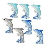 TOYANDONA 7 Piezas Mini Figuras de Delfines Resina Duradera Adornos Marinos para Decoración de Hogar Terrarios de Musgo y Toppers para Pasteles