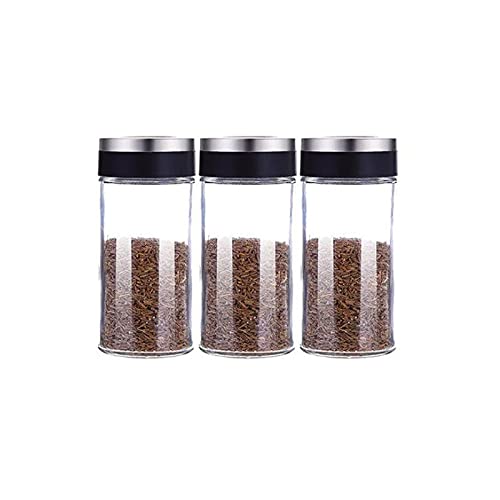 Tarros de especias de vidrio para condimentos, lata para almacenamiento de especias en el hogar, cocina, mostrador. Color: blanco. Color: transparente, tamaño: 12,3 x 5,6 cm (3/4 piezas) (tamaño
