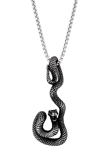 Sacina Goth Gothic Punk Snake Necklace, Stainless Steel Black Serpent Snake Necklace, Goth Necklace, Halloween Christmas New Year Goth Jewelry Gift For Women, Men
