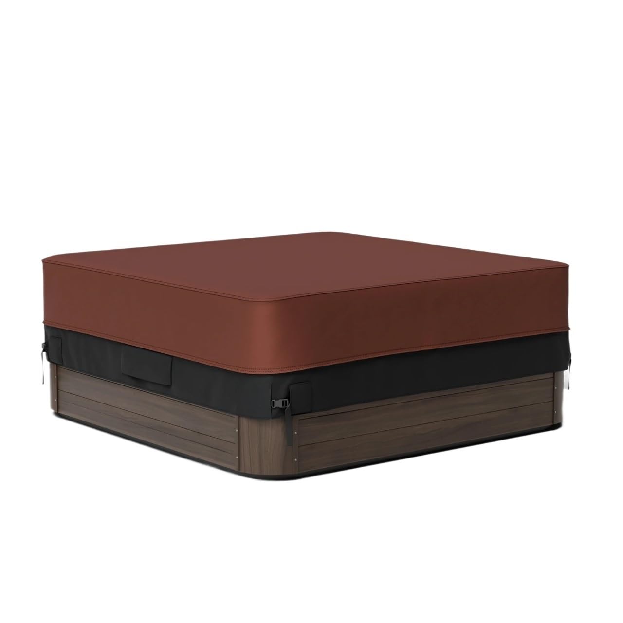 600D Oxford Hot Tub Dust Cover Cap Swimming Pool Waterproof Anti-UV Outdoor Warm Spa Hotspring Anti-Fall Leaves Snow(Black brown)