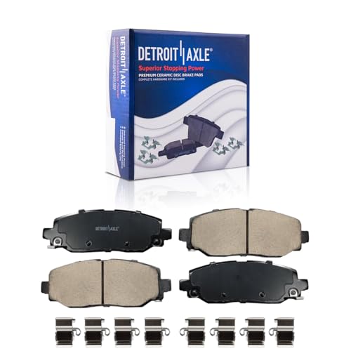 Image of Detroit Axle - 8pc Brake Kit for Jeep 2018-2023 Wrangler | 2019 2020 2021 2022 Drilled Slotted Brake Rotors Ceramic Brake Pads Replacement: 12.99 inchinch Front and 13.46 inchinch Rear Rotors