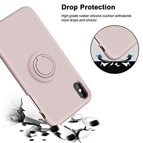 Vooii For Iphone Xs/X Case Kickstand | Baby Grade Liquid Silicone | 10Ft Drop Tested Protective, Microfiber Lining Shockproof Full-Body Cover Case For Iphone Xs/X (Sand Pink) #TOP4