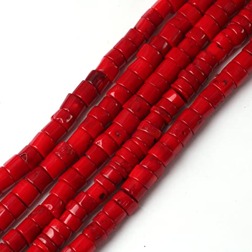 Gem-Inside Perles colonnes de corail rouge de 4 à 8 x 10 à 12 mm pour la fabrication de bijoux Fil de 38,1 cm