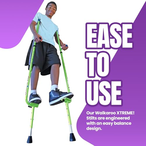 Geospace Adjustable Walkaroo Xtreme Steel Stilts for Kids - Vert Lifters Indoor/Outdoor Play, Exercise, Steel Stilts for Adults- Up to 250 lbs, Height Adjustable Walking Stilts, Kids Stilts - Green by Geospace - Image 5