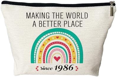 PEJAFAN 40th Birthday Gifts for Women Cosmetic Bags - Making The World A Better Place Since 1986 Makeup Bag For Her, 1986 Anniversary 40 Year Old Gift Ideas for Mom, Wife, Sister, (1986)