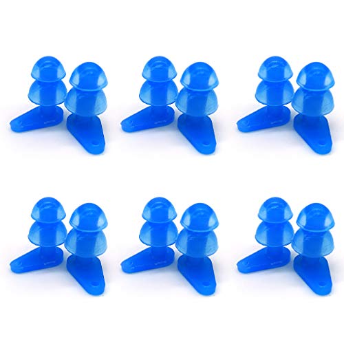 Set of 6 Waterproof Kids Swimming Earplugs, Ear Plugs for Swimming Protect Kids Ears in Water Shower (Blue)