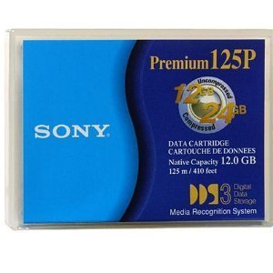 10 pack of Sony Premium 125P DGD125P 4mm 12GB Native / 24GB Compressed Data Storage Cartridge Tape for DDS3 - 125m / 410ft
