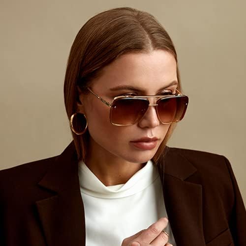 Miniatura 4 de TOPFOXX - Bella Coffee - Gafas de sol de aviador para mujer de gran tamaño - Revestimiento de protección total UV 400