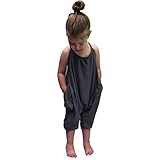 Franterd Baby Girls Straps Rompers, Kid Jumpsuits Piece Pants Clothing (Gray, 12-18m)