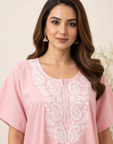 Image of Nighty| Nighty for Women Stylish| Night Gown for Women Stylish| Elegant Embroidery Detailing| Lightweight & Breathable PV Crush Fabric|