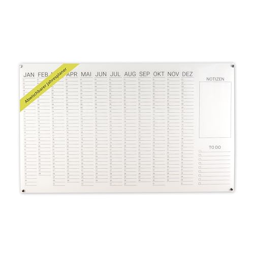 Jahresplaner Acryl - beschreibbar & abwischbar - Wandplaner und Familienplaner mit Abstandshaltern - ideale Haushalts- und Planungstafel für Eltern - Monatsplaner – Größe: 100x60 cm – Transparent