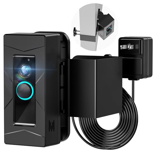 Wired Ring Doorbell Mount, No Drill Anti-Theft Camera Mount with Angle Mount and Power Cord, Compatible with Ring Wired, Adjustable Angle 0°-70° (Doorbell Not Included, Not Compatible with Blink/Eufy)