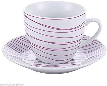 Kaiserhoff KH-11080005 Porcelain Tea Coffee Mocha Cups and Saucer Plate Set of 8 in Gift Box