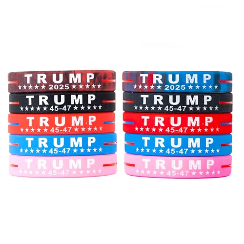 ScheltSchure 10pcs Donald Trump 45-47 Bracelet Make America Great Again Trump Motivational Wristbands Inspirational Silicone Bracelets for Women Men