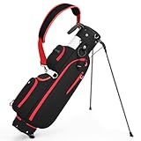 Sturdum Golf Stand Bag, Lightweight Par 3 Golf Bag with 3 Way Dividers Fits Up to 8 Clubs, 3.7lbs Compact Yet Spacious Pitch N Putt for Driving Range, Cooler Pockets, Black