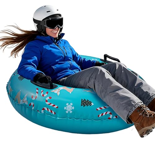 Anillo de esquí inflable – Mecanismo de control de velocidad, asas anchas, tubo de nieve, equipo de deslizamiento ligero | trineo de nieve para amigos de la familia hombres mujeres deportes vacanc