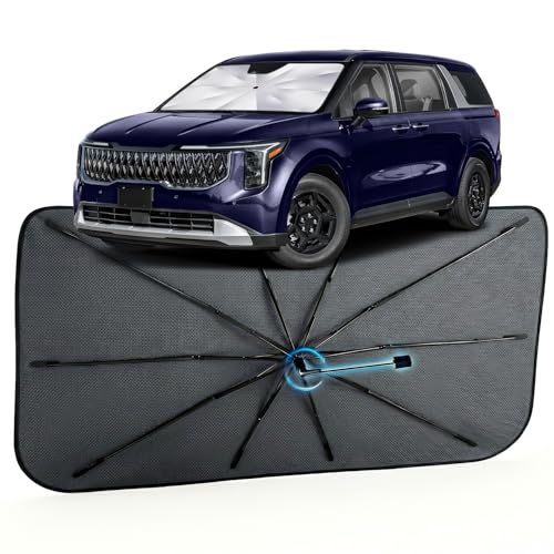 Image of Car Windshield Sun Shade for Kia Carnival 2022-2026 -[Reflective Coated Fabric] Sunshade Umbrella for Front Window, Car Shades Sun Visor Keep Car Cool and Protects Interior, 1:1 Exact Fit