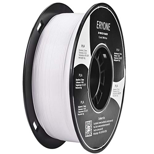ERYONE PLA Filament for 3D Printer,1.75mm,No-Tangling,Dimensional Accuracy +/-0.03mm,1kg(2.2lbs)/Spool,Cool White