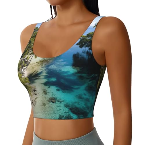 Brassière de sport haut court athlétique de yoga imprimé plage premium