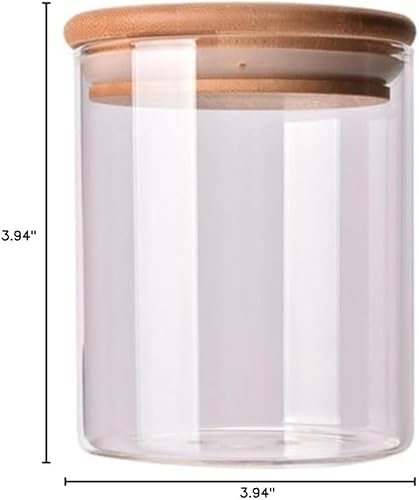 Miniatura 10 de Tarro de almacenamiento de vidrio sellado con tapa de bambú, recipiente de alimentos para té, granos de café sueltos y almacenamiento de granos,