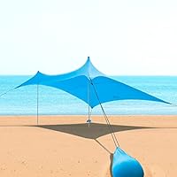Tenda Da Spiaggia VILLEY 3x3.3m - Parasole UPF50+ Con Kit Fissaggio, Per 6 Persone - Foto 7